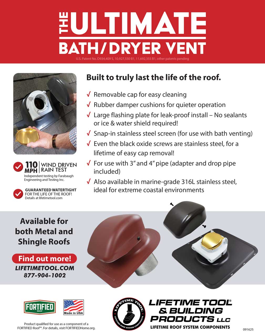 Ultimate Bath/ Dryer Vent for Shingle Roofs | Lifetime Tool