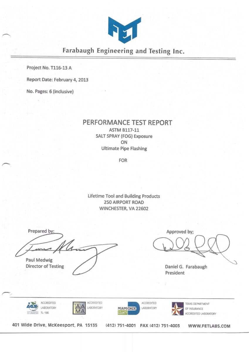 ASTM B117-11 Salt Spray (Fog) Test