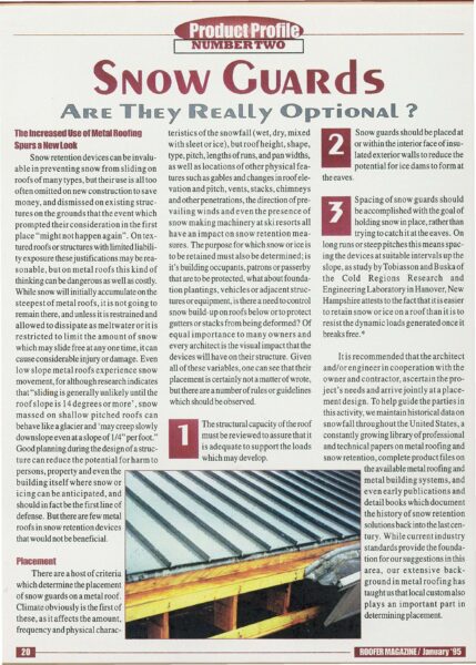 Roofer Magazine Snow Guard article