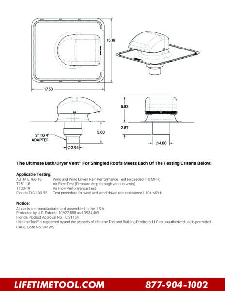 Ultimate Bath/Dryer Vent Shingle