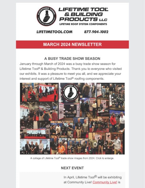 Lifetime Tool March 2024 Newsletter