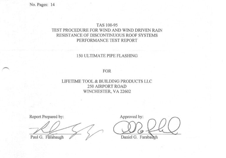 Wind Driven Rain (Dade County) Test